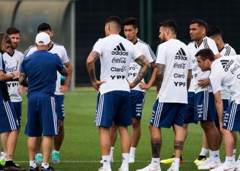 The Argentine team practice ahead of the opening match against Iceland