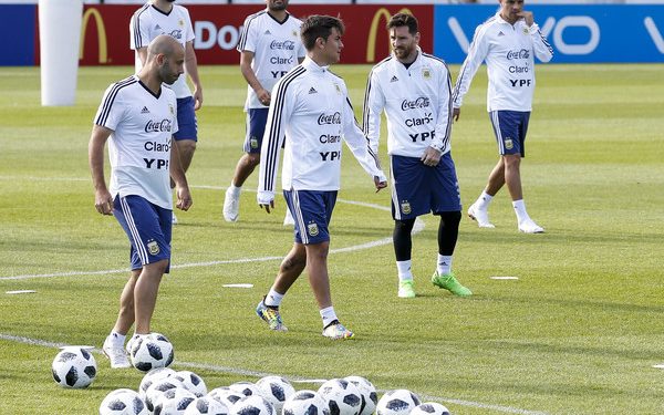Argentina players during their training session in Russia