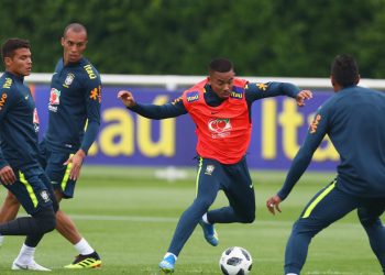 Brazilian players during their training session, Friday