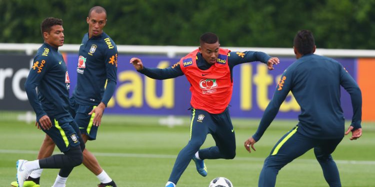 Brazilian players during their training session, Friday
