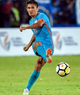 Sunil Chhetri in action against New Zealand in Mumbai, Thursday