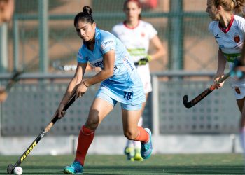 Udita scored India’s lone goal against Spain at Madrid, Sunday    