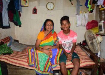 Chandan Nayak with his mother Duhita at the residence in Bhubaneswar