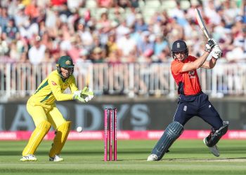 Jos Buttler plays a shot against Australia, Wednesday