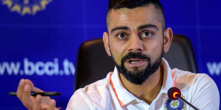 Indian cricket captain Virat Kohli reacts during a press conference ahead of the team's departure for England and Ireland, in New Delhi  Friday
