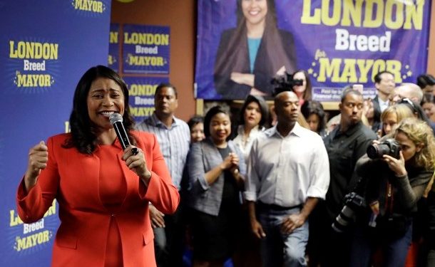 San Francisco mayoral candidate London Breed speaks to supporters during an election night party Tuesday, June 5, 2018, in San Francisco