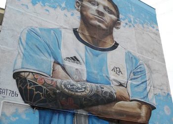 The king-size mural of Lionel Messi at Bronnitsy