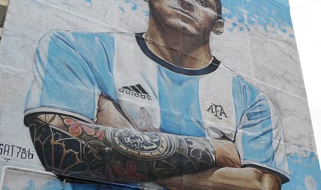 The king-size mural of Lionel Messi at Bronnitsy