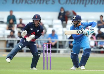 Shreyas Iyer hits through the off side against ECB XI