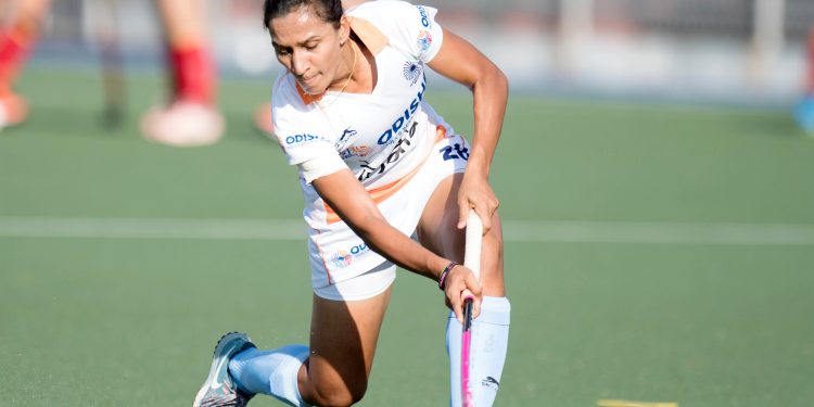 Indian skipper Rani Rampal in action against Spain, Friday
