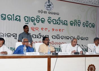 Chief Minister Naveen Patnaik speaks at the state-level natural calamity meeting in Bhubaneswar, Tuesday