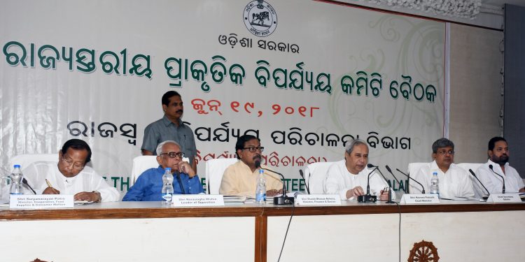 Chief Minister Naveen Patnaik speaks at the state-level natural calamity meeting in Bhubaneswar, Tuesday