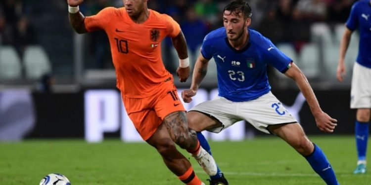 Action during Italy versus the Netherlands friendly match at Turin, Monday