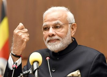 KAMPALA, JULY 25 (UNI):- The Prime Minister, Narendra Modi addressing the India - Uganda Business Forum, organised by the CII and Private Sector Foundation Uganda, in Kampala, Uganda on Wednesday. UNI PHOTO-43U