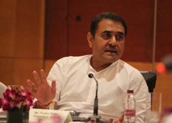 AIFF president Praful Patel addresses the media persons in Mumbai, Sunday     

      