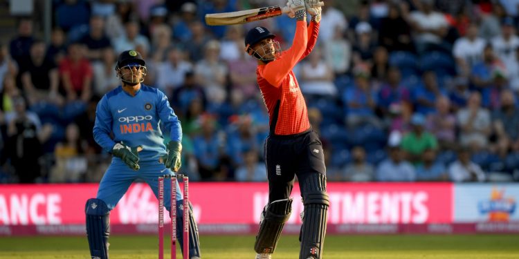 Alex Hales hits one for a six during his match-winning knock against India    