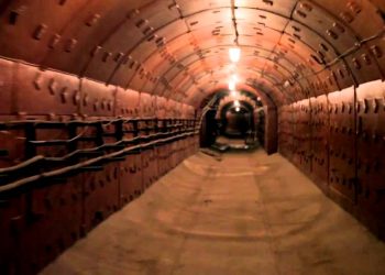 A passage inside the bunker which was built for Russian leader Joseph Stalin during the second World War 