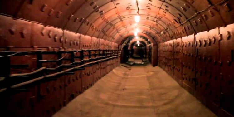 A passage inside the bunker which was built for Russian leader Joseph Stalin during the second World War 