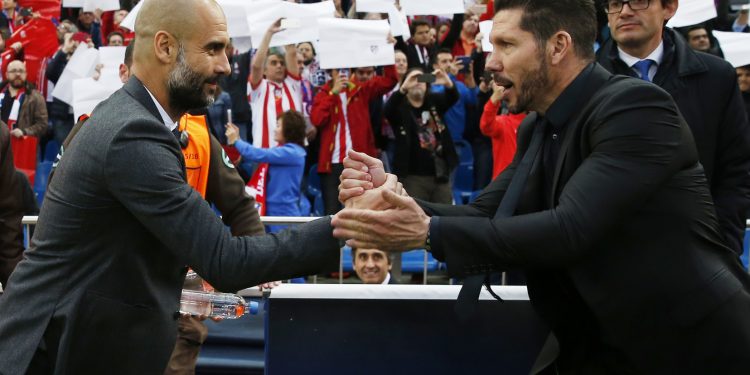 Pep Guardiola and Diego Simeone (R) are hot favorites for the Argentina coach's job