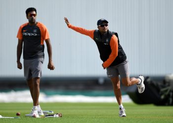 Kuldeep Yadav of India bowls during the practice session, Tuesday