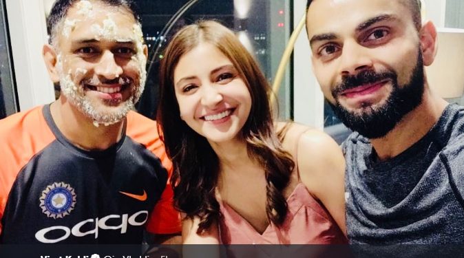 Virat Kohli and his wife Anushka Sharma were there to congratulate MS Dhoni on his birthday Friday night

Photo courtesy Virat Kohli Twitter  