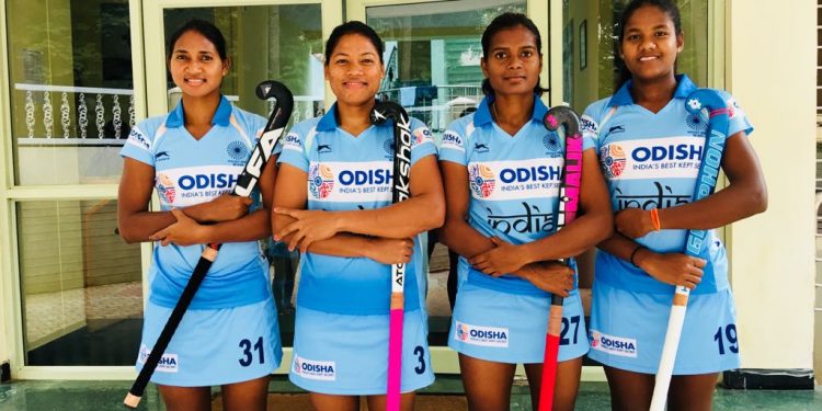 Odisha players (from L) Lilima Minz, Deep Grace Ekka, Sunita Lakra and Namita Toppo are a part of the Indian women’s hockey team for the World Cup in London