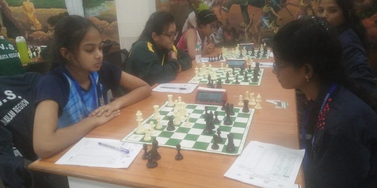 Players ponder over their next moves in the KVS National Sports Meet in Bhubaneswar, Saturday    