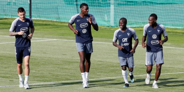 France players train ahead of their final Sunday against Croatia 