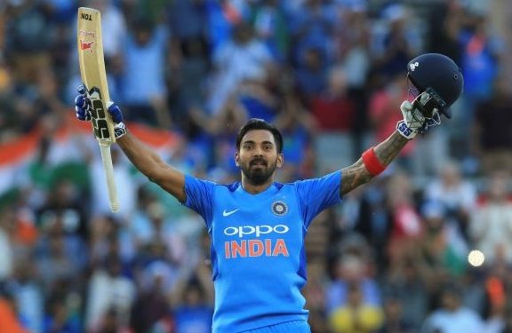 KL Rahul celebrates his century against England, Tuesday