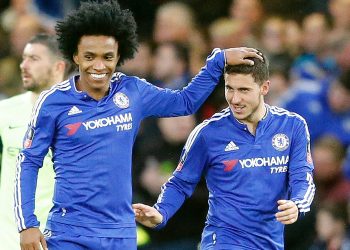 Willian (L) and Eden Hazard