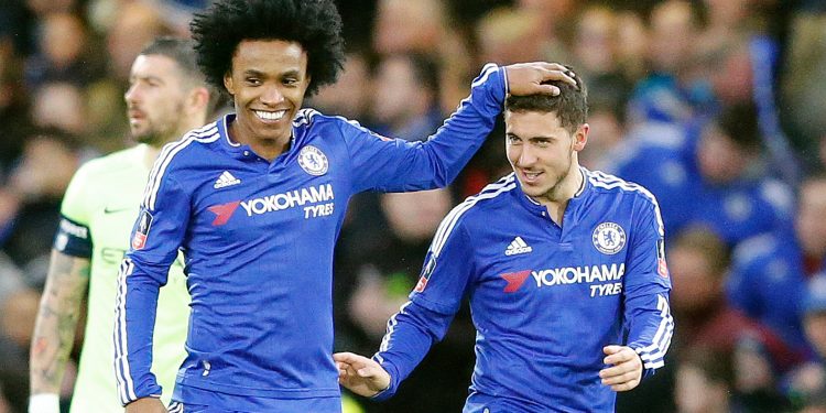 Willian (L) and Eden Hazard