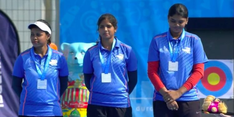 The team of Jyothi Surekha Vennam, Muskan Kirar and Trisha Deb had to settle for silver at the Berlin Archery World Championships