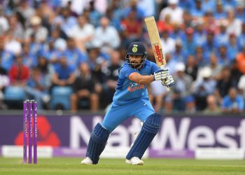 Virat Kohli drives through the off-side during his innings against England at Headingley, Tuesday