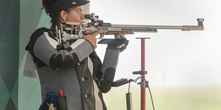 Shooter Anjum Moudgil competes in the Women's 50m rifle 3 positions event at the Asian Games in Indonesia