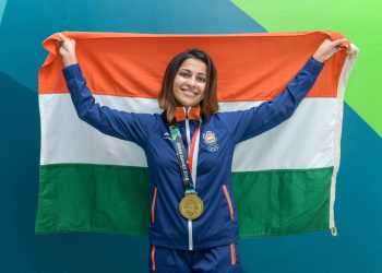 Heena Sidhu is all smiles as she shows off her bronze with the Tricolour, Friday