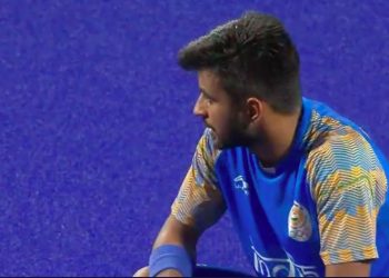 A dejected Manpreet Singh after the loss against Malaysia in the semifinals