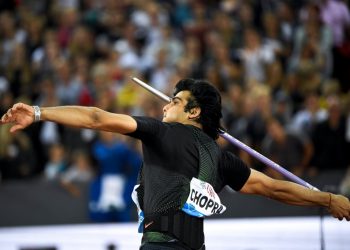 Neeraj Chopra competing in the Diamond League Finals in Zurich