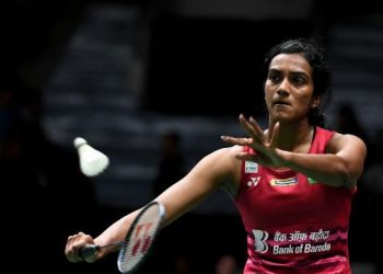 PV Sindhu in action during her semifinal encounter against Akane Yamaguchi, Saturday