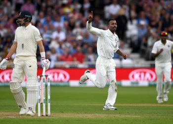 Hardik Pandya celebrates after removing England skipper Joe Root at the Trent Bridge, Sunday