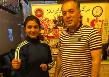 Payal Baral with Iranian coach Ahmad Safi during a training programme in Tehran for the Asian Games