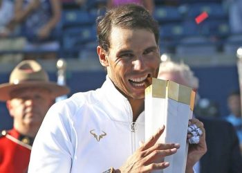 Rafael Nadal celebrates after winning the Toronto Masters tennis tournament
