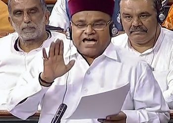 New Delhi: Minister for Social Justice and Empowerment Thawar Chand Gehlot speaks in the Lok Sabha during the Monsoon session of Parliament, in New Delhi on Thursday, Aug 2, 2018. (LSTV Grab via PTI) (PTI8_2_2018_000137B)
