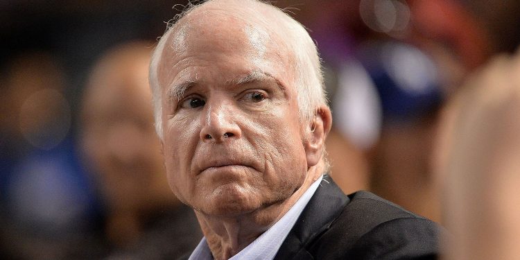 PHOENIX, AZ - AUGUST 10:  Senator John McCain (R-AZ) looks on while attending the MLB game between the Los Angeles Dodgers and Arizona Diamondbacks at Chase Field on August 10, 2017 in Phoenix, Arizona.  (Photo by Jennifer Stewart/Getty Images)