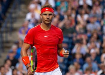 Rafael Nadal celebrates after his win in Canadian Open