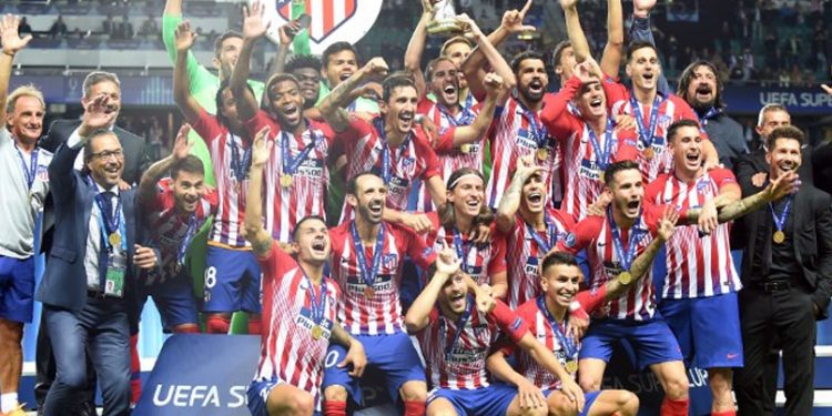 The victorious Atletico Madrid team