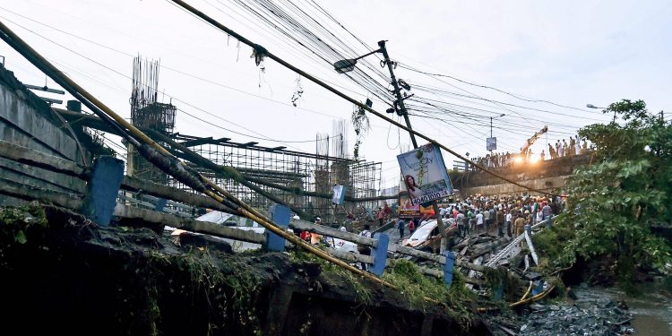 Majerhat tragedy: A section of Majerhat bridge that collapsed in south Kolkata, Tuesday