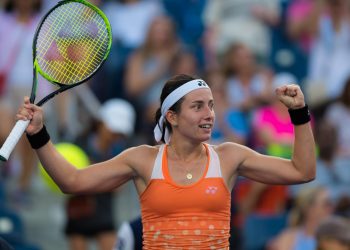 Anastasija Sevastova reacts after winning the match