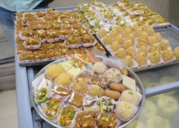 Sweets on display at a shop