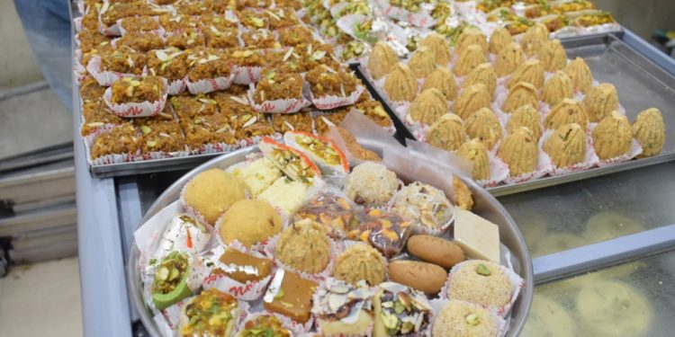 Sweets on display at a shop