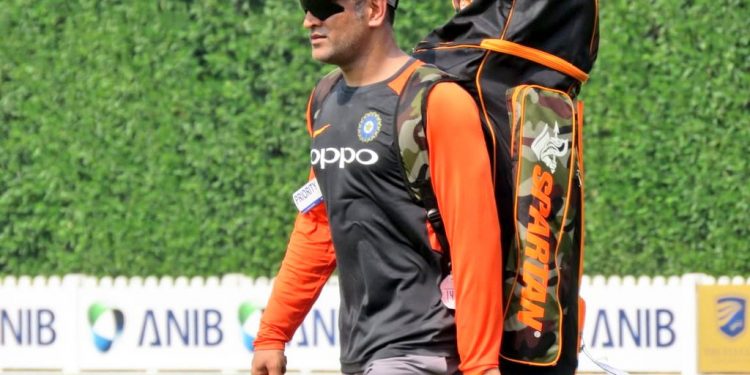 MS Dhoni arrives for India’s practice session in Dubai, Friday 